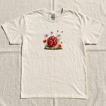 KAWAII SNAIL WITH DAISIES, CUTE FLORAL SNAIL EMBROIDERY SHIRT BT-0016