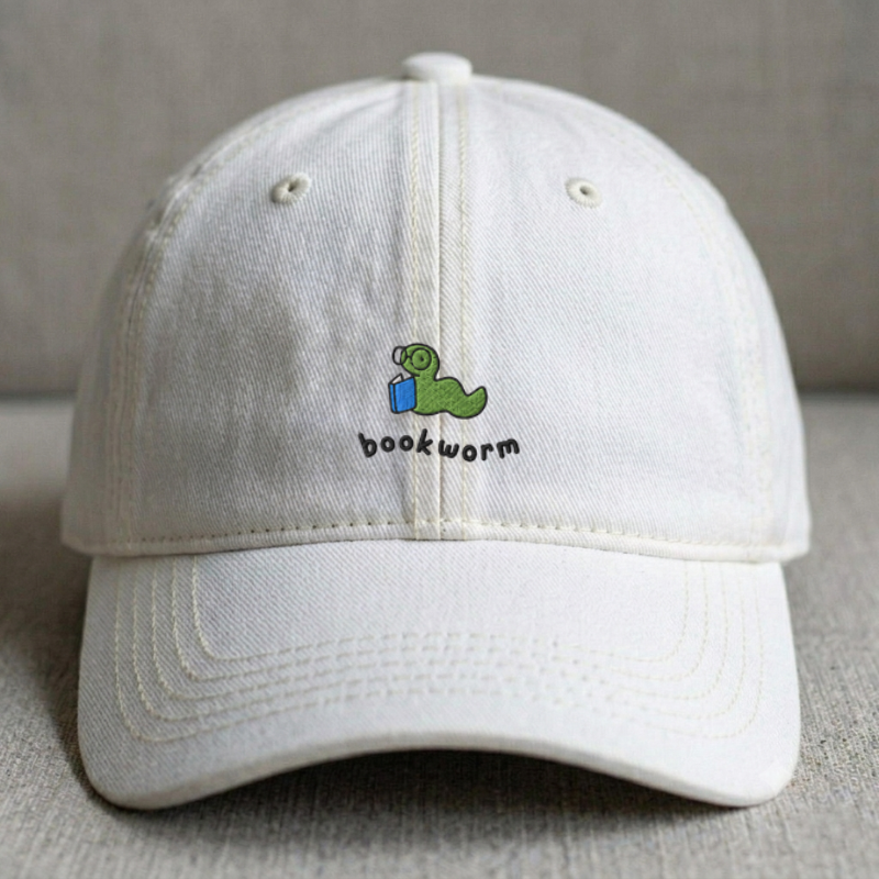 EMBROIDERED BOOKWORM CLASSIC DAD HAT  CAP LL-0001