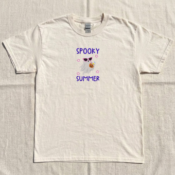 SPOOKY SUMMER GHOST MACHINE EMBROIDERY SHIRT, HALLOWEEN SPOOKY SEASON DESIGN BT - 0045