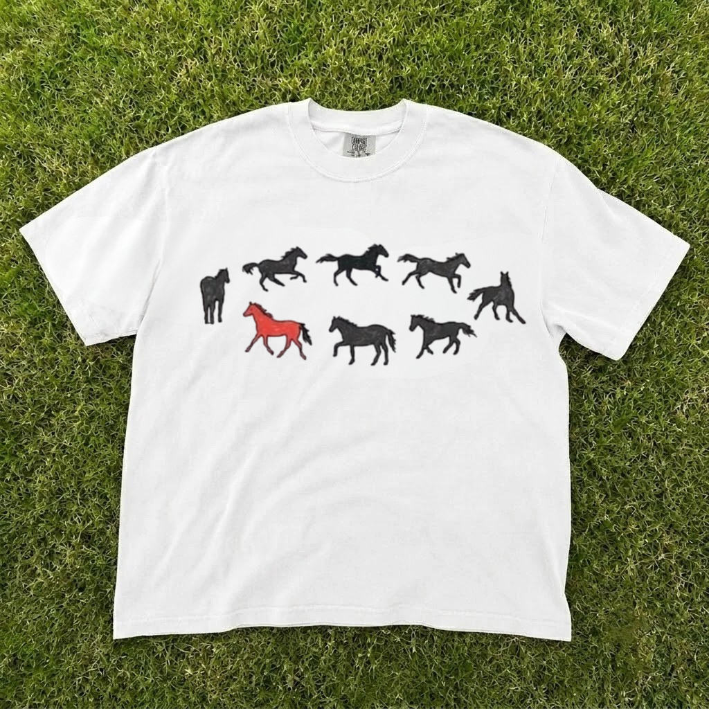 RUNNING HORSE TEE BLACK/ WHITE BT-0071