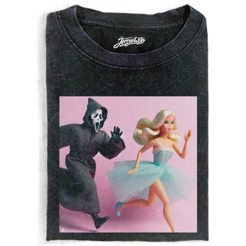 GHOST FACE AND BARBIEEE MEME T-SHIRT, DOLL FACE MEME SHIRT TRENDY  BT 0087