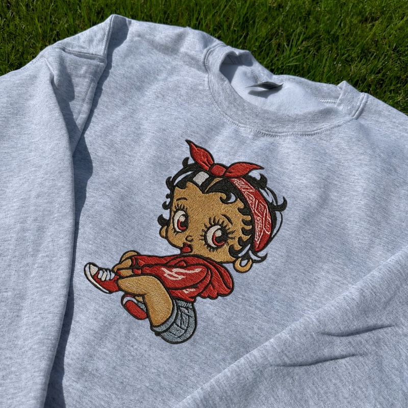 MACHINE EMBROIDERY SWEATER, SWEET GIRL, EMBROIDERY PATTERN, EMBROIDERY SWEATER, FASHION EMBROIDERY BT-0050