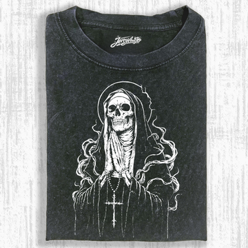 RETRO SKULL PRAYING LA-SANTA MUERTE T-SHIRT  BT-00114