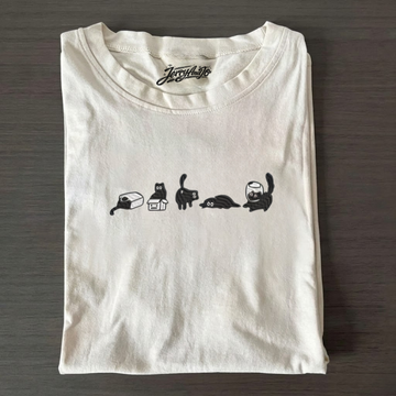 EMBROIDERED MOOD CAT SHIRT, FUNNY CAT LOVER TEE LL - 0024