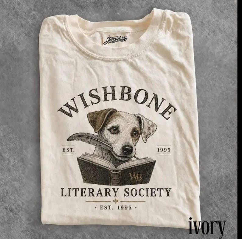 WISHBONE DOG SHIRT, VINTAGE LITERARY SOCIETY TEE BT-00118