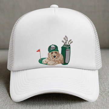 EMBROIDERY DOG GOLF PHOTO BASEBALL CAP BT - 0005