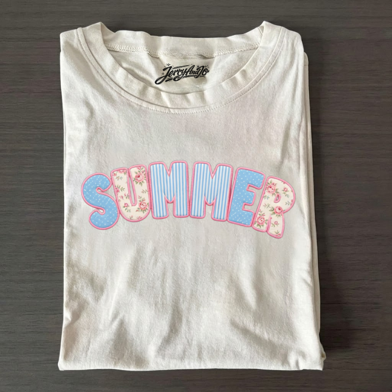 SUMMER EMBROIDERED PATCHWORK T-SHIRT LL - 0028