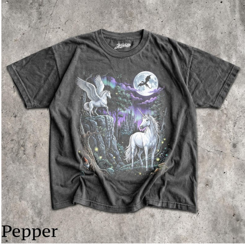 90S FANTASY UNICORN T-SHIRT - MEN & WOMEN'S UNISEX GRAPHIC TEE  BT-00138