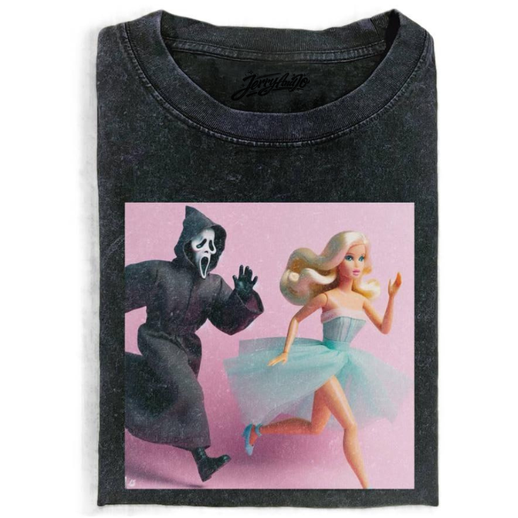 GHOST FACE AND BARBIEEE MEME T-SHIRT, DOLL FACE MEME SHIRT TRENDY  BT 0087