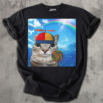HAPPY CAT DREAMCORE T-SHIRT, FUNNY CATS SHIRT, BRAINROT MEME TEE BT-00191