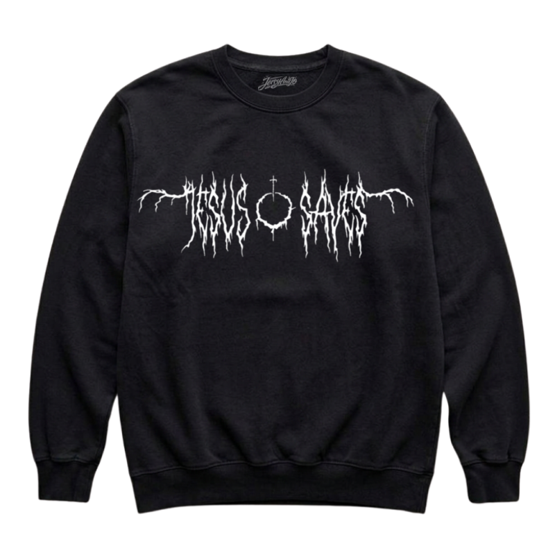 JESUS SAVES BLACK METAL SHIRT LL - 0007