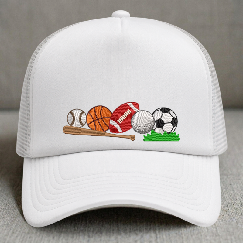 SPORTS BALLS AND BAT EMBROIDERY SHIRT BT -0012