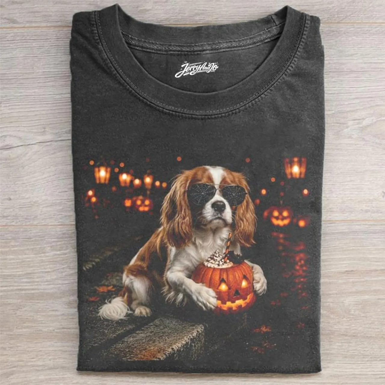 COOL DOG HALLOWEEN SHIRT, CUTE PUPPY WITH SUNGLASSES PUMPKIN TEE BT-00229