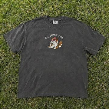 EMBROIDERED GOD DAMNIT PRINCESS DONUT SHIRT HHUE - 040