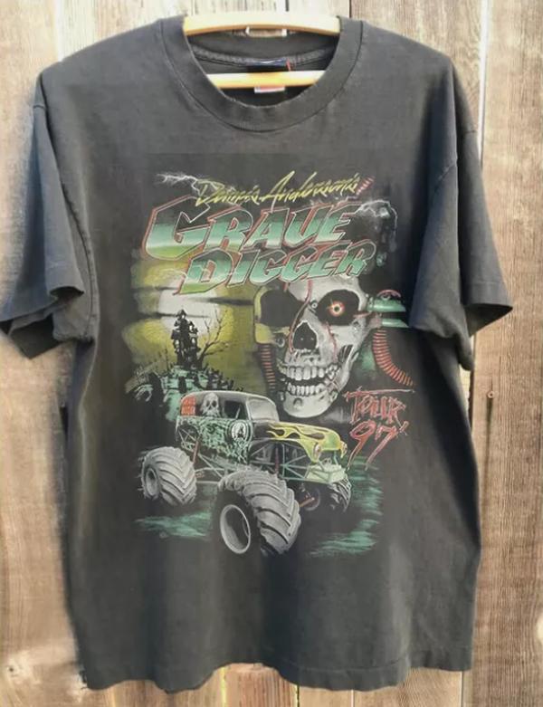 Vintage 1990s Grave Digger Monster Jam Unisex Tee Shirt B-00209