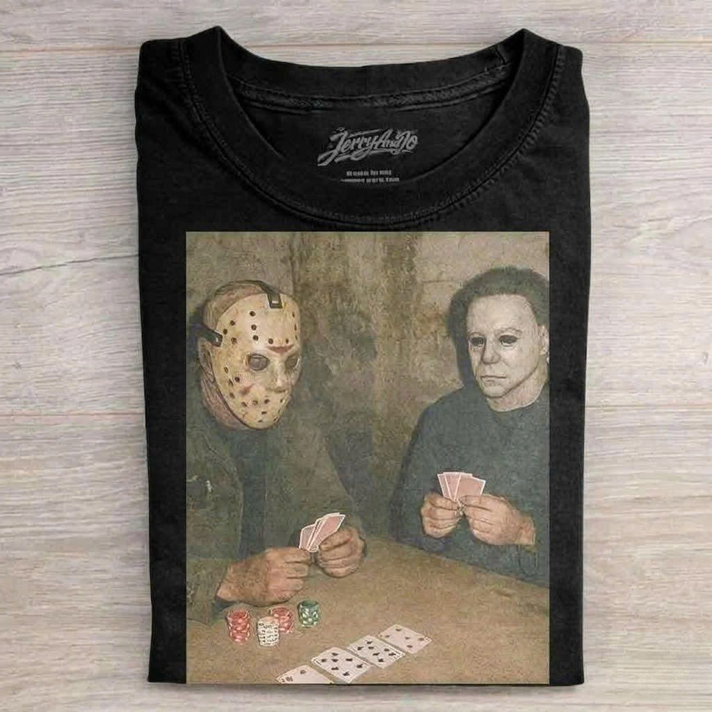 JASON VOORHEES AND MICHAEL MYERS PLAYING POKER SHIRT LL - 0125