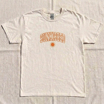 EMBROIDERED SUNKISSED SPRING SUMMER BEACH LOVER TEE HHUE - 045