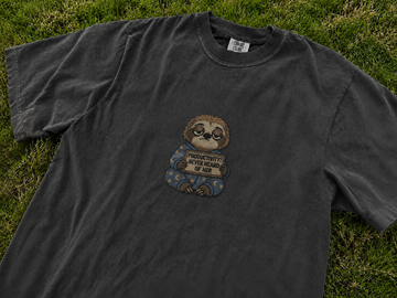 PRODUCTIVITY NEVER HEARD OF HER EMBROIDERED SLOTH TEE AV-0036