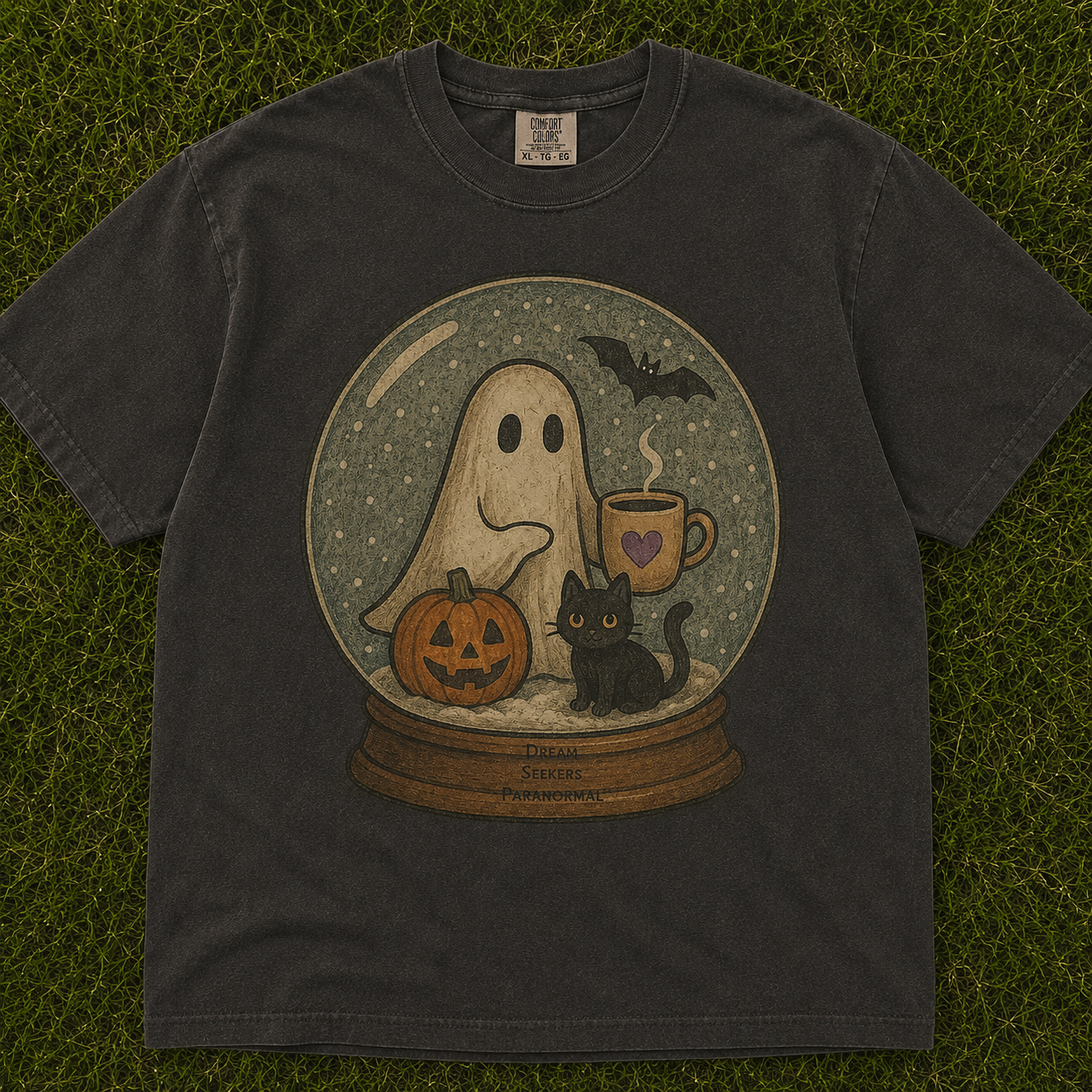 VINTAGE GHOST SNOW GLOBE HALLOWEEN T-SHIRT AV-0089