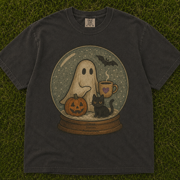 VINTAGE GHOST SNOW GLOBE HALLOWEEN T-SHIRT AV-0089