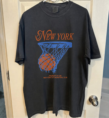 NEW YORK BASKETBALL T-SHIRT RETRO NY GAME DAY TEE HHUE - 113