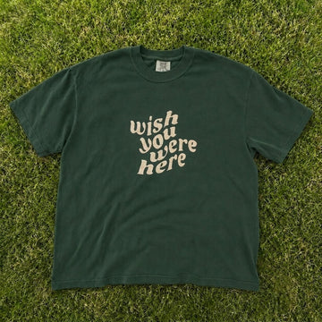 Wish You Were Here Wavy Typography Embroidered Tee CT-0100