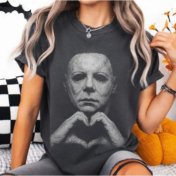 Retro Michael Myers Heart Graphic Tshirt, Horror Movie Tee B-00149