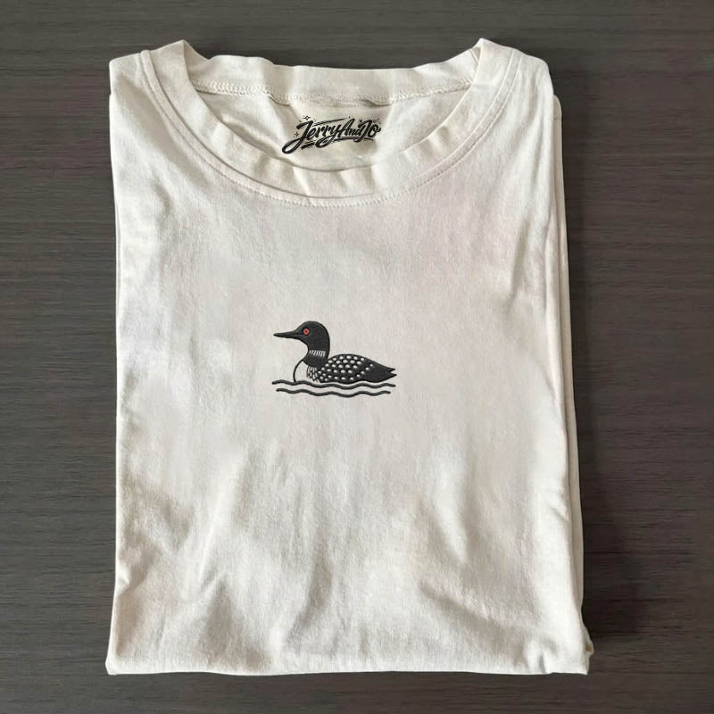 COMMON LOON EMBROIDERED TEE HHUE - 001