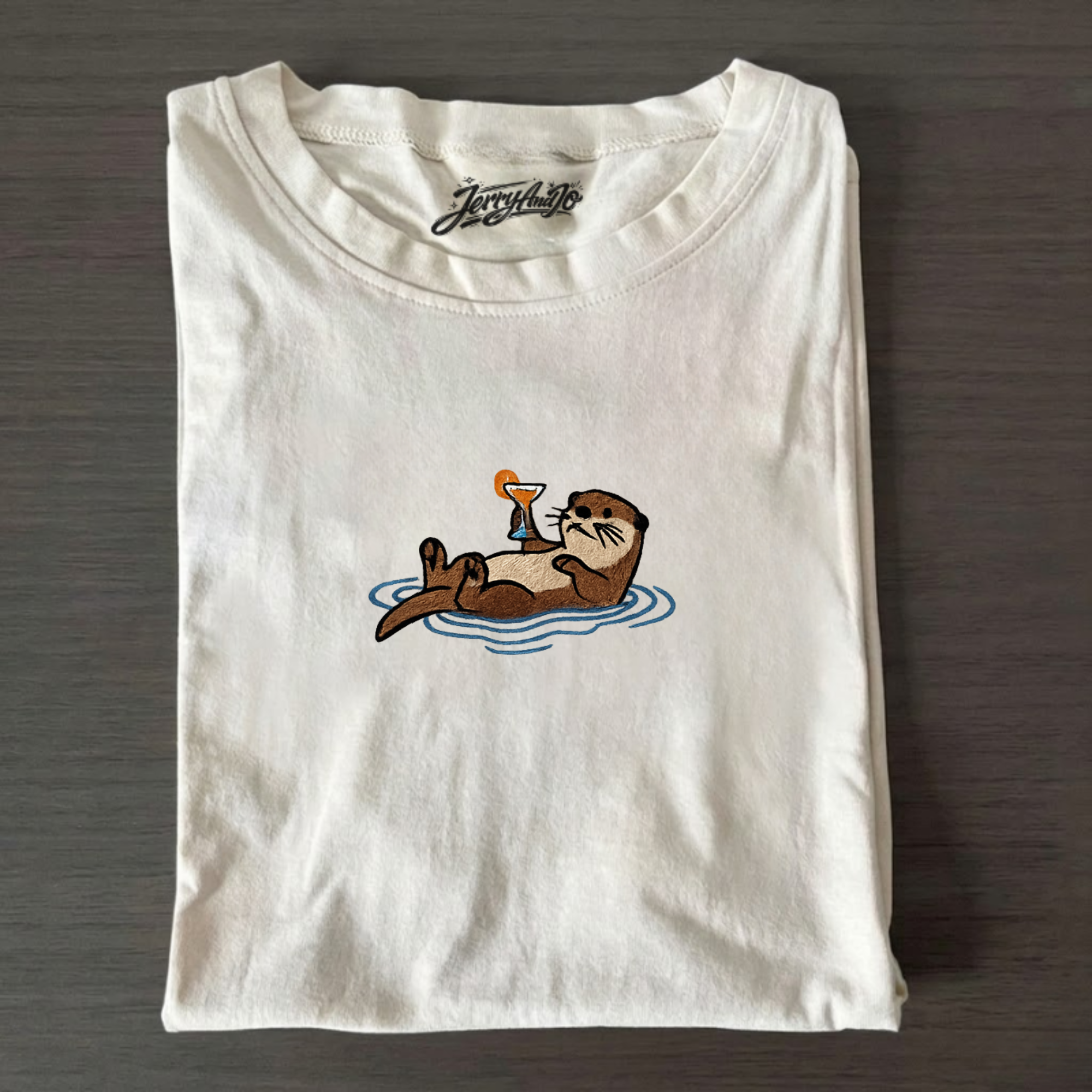 CHILLING OTTER WITH COCKTAIL EMBROIDERED TEE CT-0016