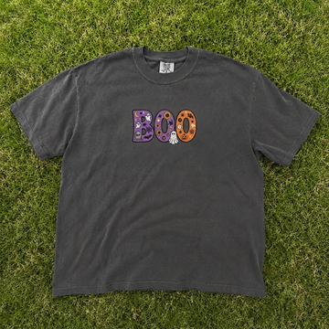 BOO HALLOWEEN GHOST EMBROIDERED TEE AV-0048
