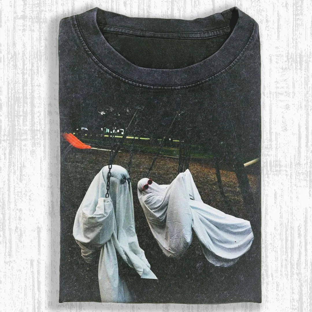 SPOOKY GHOST SWING HALLOWEEN GRAPHIC T-SHIRT LL - 0135