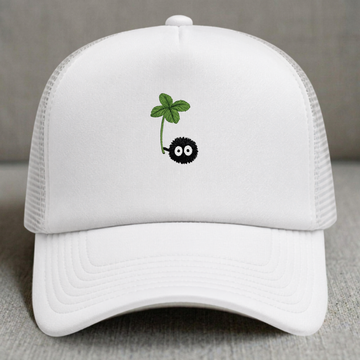 GHIBLI SOOT SPRITE LUCKY CLOVER TRUCKER EMBROIDERED HAT CT-0002