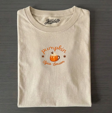 FALL PUMPKIN SPICE SEASON EMBROIDERED SHIRT AV-0016