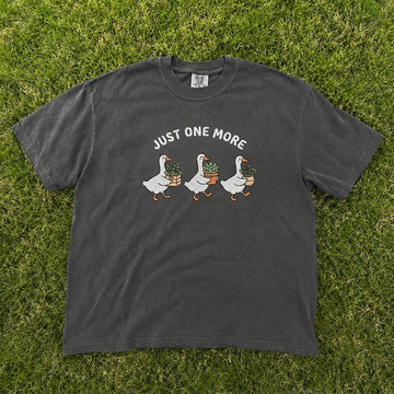 JUST ONE MORE PLANT CUTE GEESE DUCKS PLANT LOVER EMBROIDERED TEE CT-0072