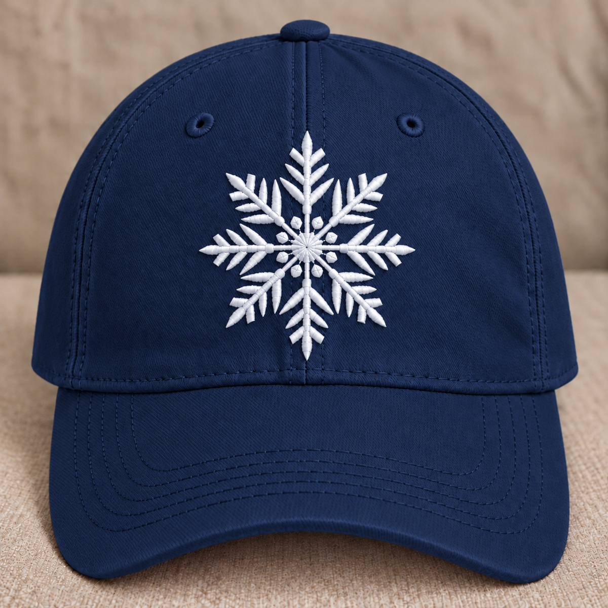 NAVY BLUE SNOWFLAKE EMBROIDERED BASEBALL CAP BS-0047