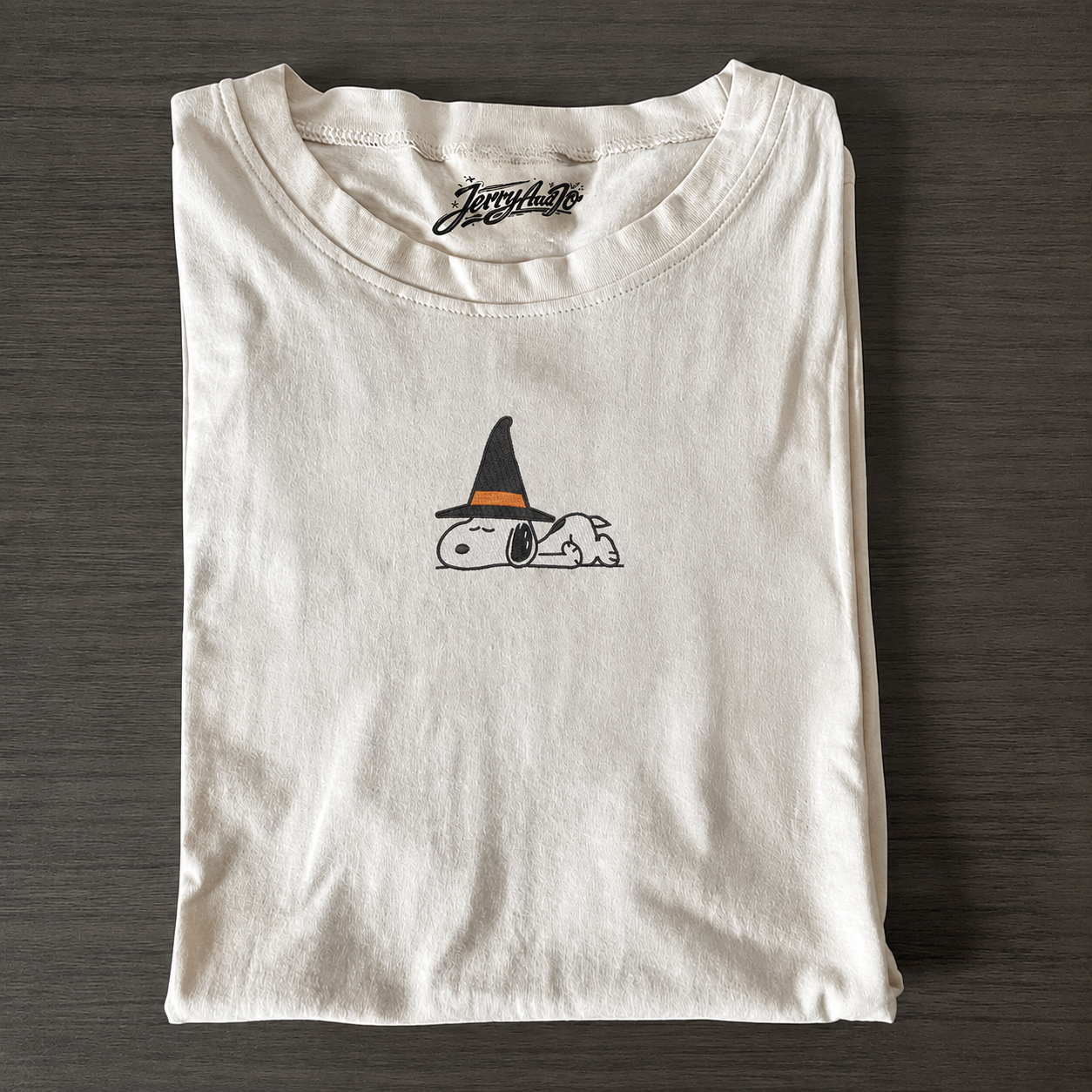 SLEEPY WITCH DOG EMBROIDERED SHIRT AV-0008