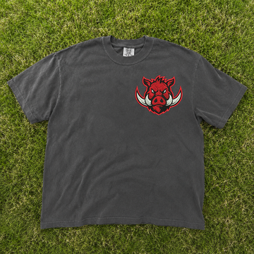 Wild Boar Red Mascot Embroidery Design Tshirt, Game Day Sporty Team Outfits B-00101