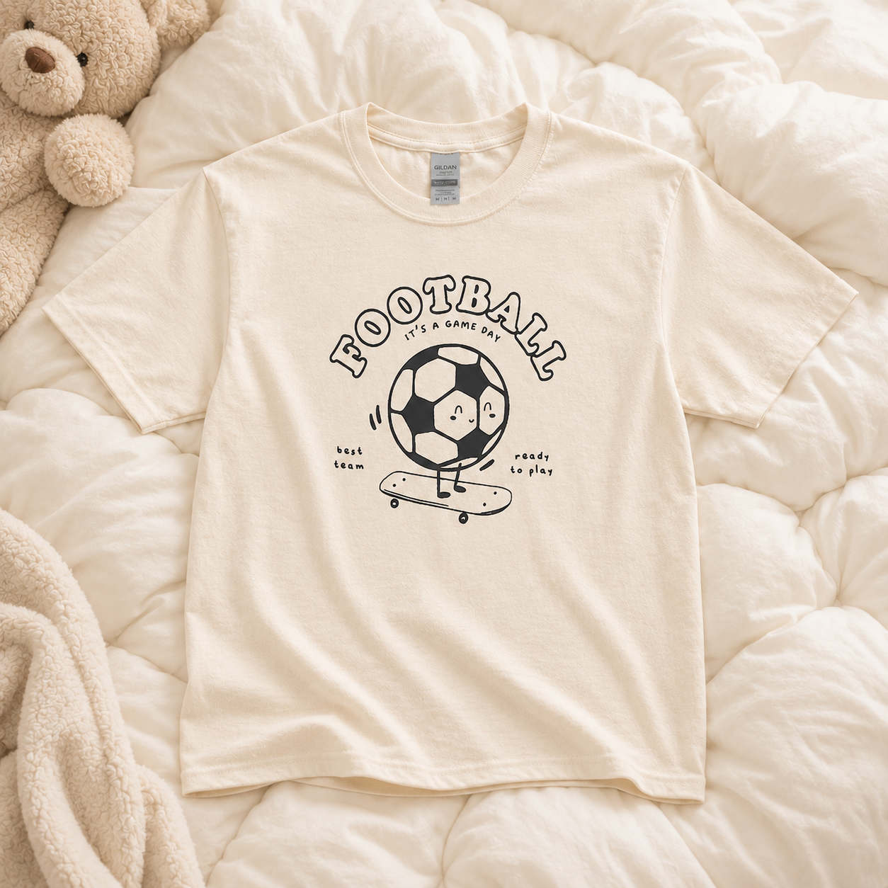 CUTE FOOTBALL SKATEBOARD GRAPHIC OVERSIZED T-SHIRT BS-00004