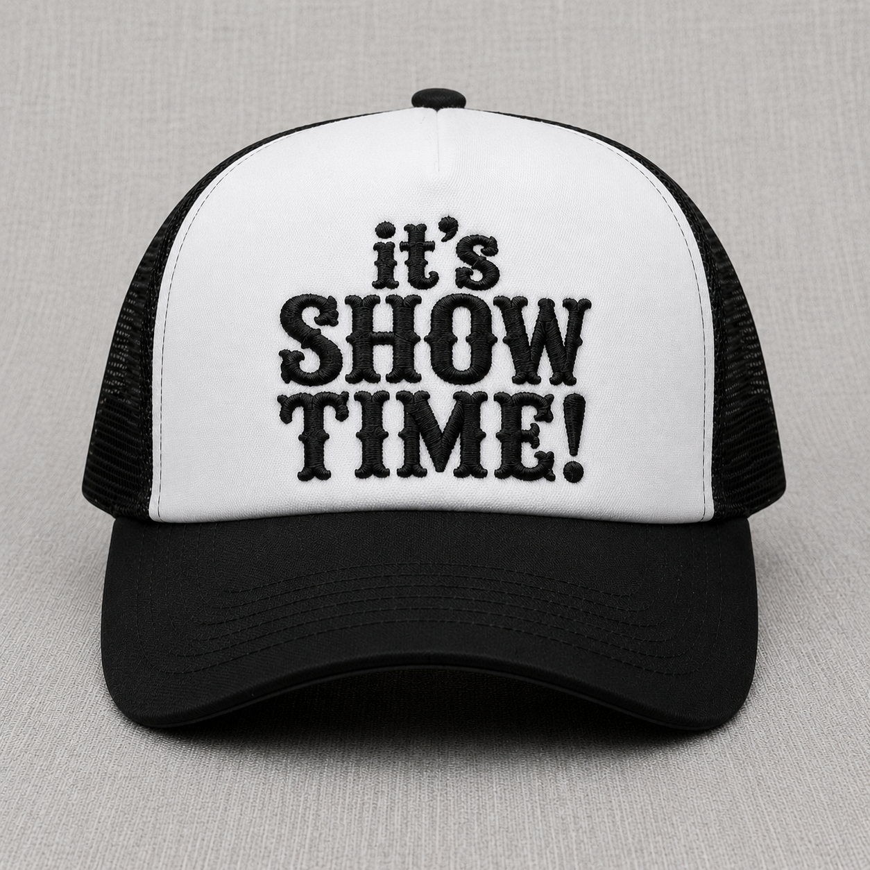 IT'S SHOW TIME EMBROIDERED TRUCKER HAT BS-0012