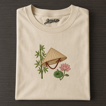 LOTUS & BAMBOO EMBROIDERED TEE BS-00002
