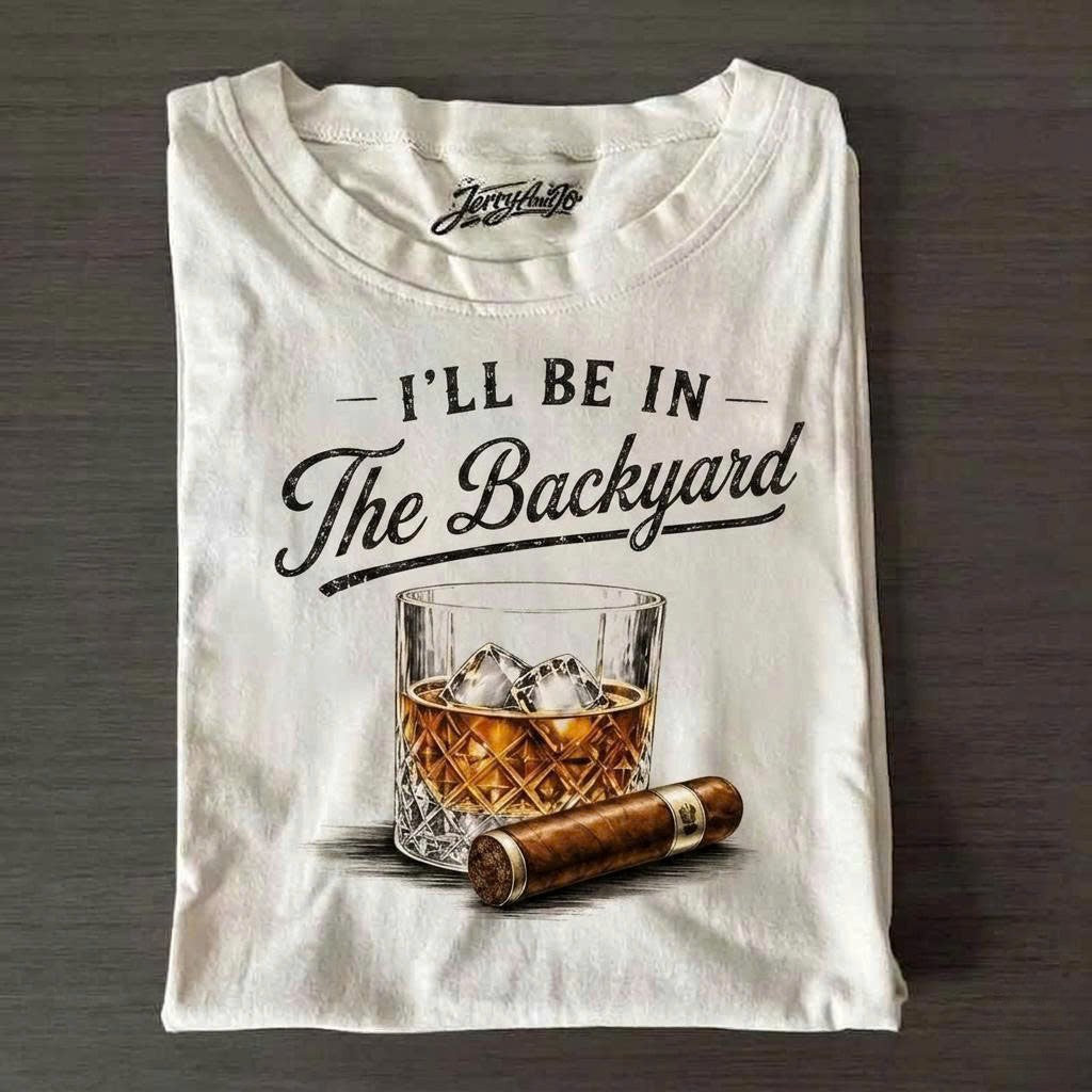 FUNNY WHISKEY CIGAR SHIRT, I'LL BE IN THE BACKYARD TEE LL - 0117