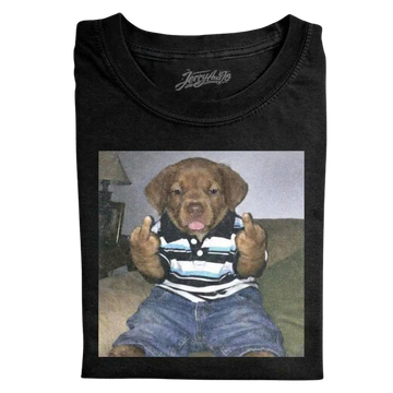 FUNNY PUPPY MIDDLE FINGER GRAPHIC TEE RUDE DOG MEME T-SHIRT LL - 0133