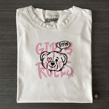 GIRLS LOVE KISSES TEDDY BEAR GRAPHIC TEE BS-00003