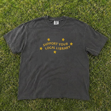 SUPPORT YOUR LOCAL LIBRARY EMBROIDERED TEE HHUE - 028