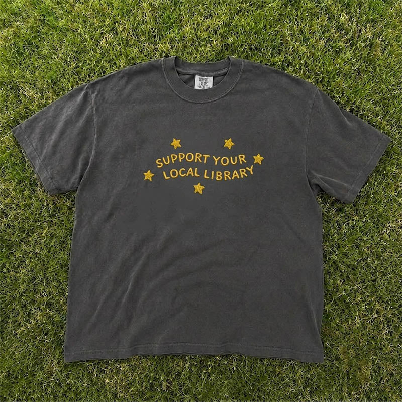 SUPPORT YOUR LOCAL LIBRARY EMBROIDERED TEE HHUE - 028