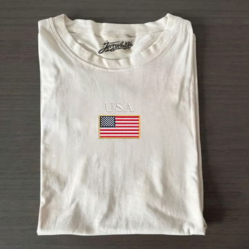 USA FLAG EMBROIDERED TEE CT-0011