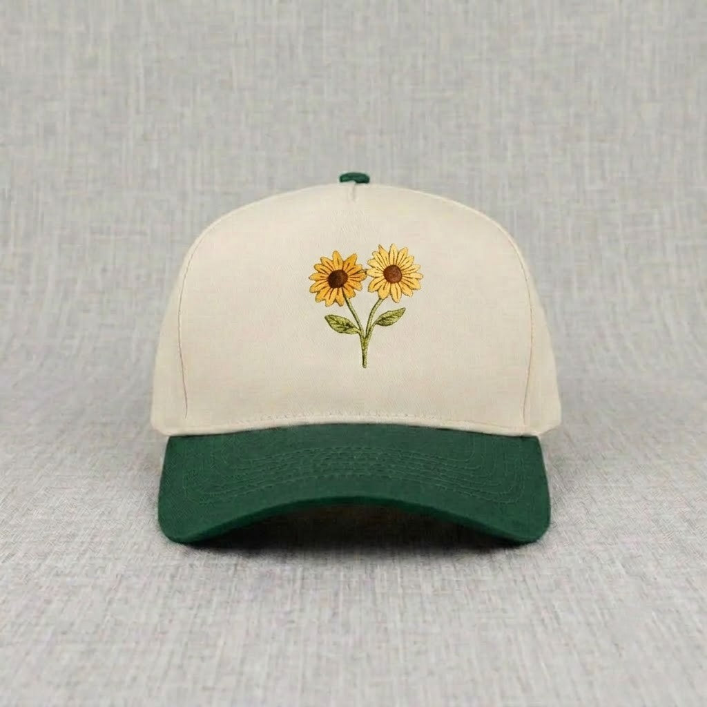VINTAGE SUNFLOWER EMBROIDERED BASEBALL HAT CT-0013