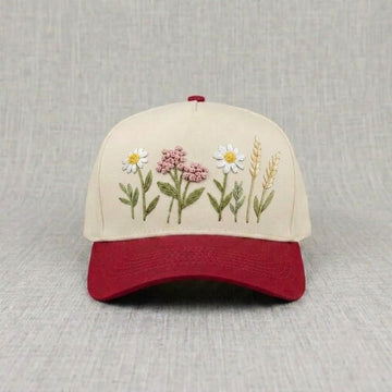 COTTAGECORE WILDFLOWER GARDEN BASEBALL HAT EMBROIDERED HAT CT-0014
