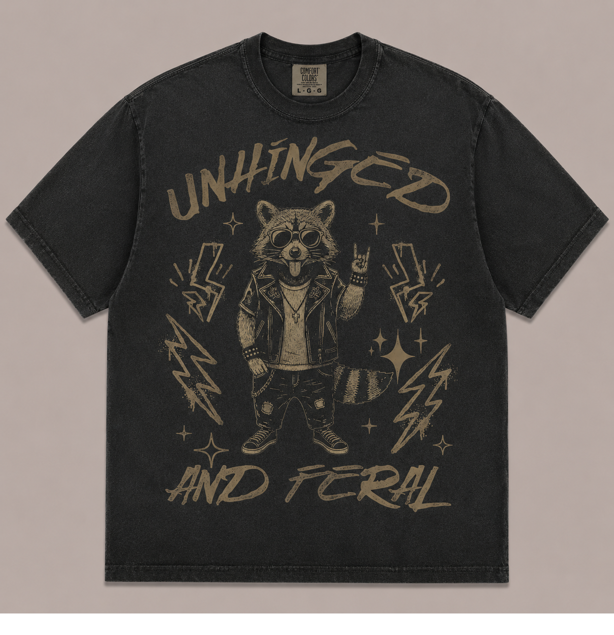 UNHINGED AND FERAL PUNK RACCOON VINTAGE TEE AV-00254