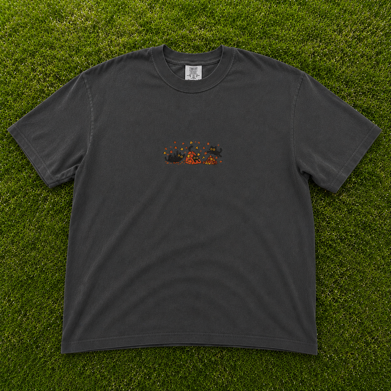 PLAYFUL BLACK CAT EMBROIDERED TEE AV-0067